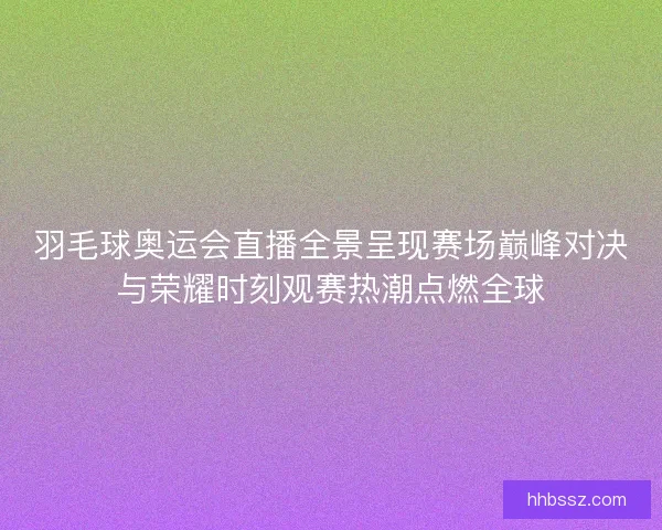 羽毛球奥运会直播全景呈现赛场巅峰对决与荣耀时刻观赛热潮点燃全球