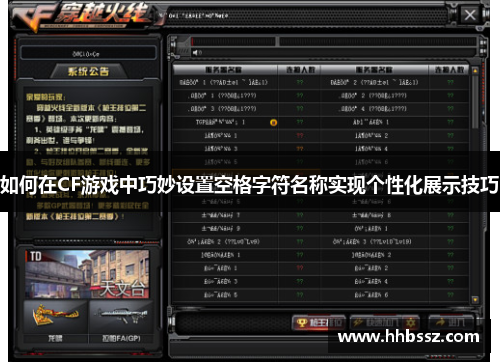 如何在CF游戏中巧妙设置空格字符名称实现个性化展示技巧